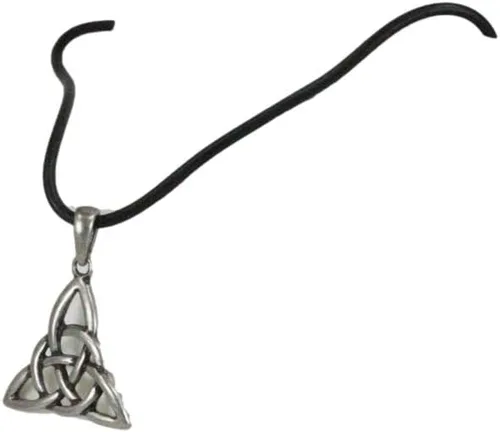 Vista 4 de Ebros Gift Celtic Trinity Triune Knotwork Triquetra Triple Goddess - Colgante de medallón de peltre con cordón de goma para accesorio de moda unisex