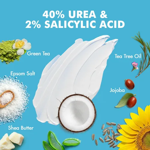 Vista 2 de Ebanel Crema de urea 40% más ácido salicílico, paquete de 3 unidades de crema para pies secos agrietados para pies agrietados, talones, rodillas