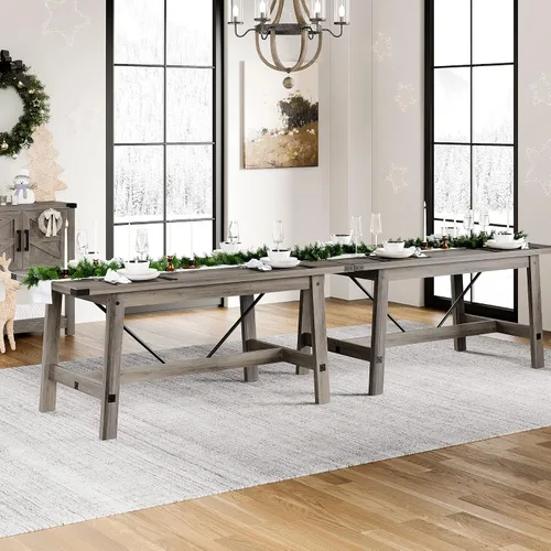 Vista 9 de WAMPAT Mesa de comedor de granja de 67.7 pulgadas para 4-6 personas, mesa de cocina rectangular moderna de madera con patas de madera resistentes