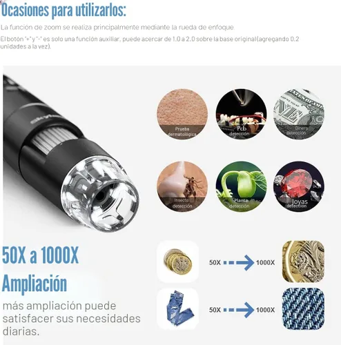 Vista 6 de Microscopio digital inalámbrico, SKYBASIC 50X-1000X Ampliación WiFi Microscopios portátiles de mano con soporte ajustable HD Cámara de microscopio