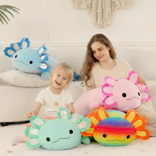 Vista 3 de BENINY Juguete de Peluche Grande de Ajolote Azul, Animal de Peluche Gigante de Ajolote de 39", Juguetes Grandes Regalo para Niñas Niños, Almohada