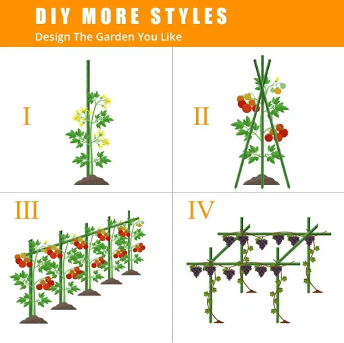 Vista 7 de LAVEVE Garden Stakes - Estacas de tomate de acero resistente de 36 pulgadas, estacas de soporte recubiertas de plástico para asegurar árboles