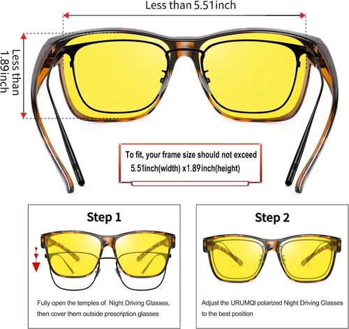 Vista 3 de URUMQI Gafas de conducción de visión nocturna para hombres y mujeres, lentes polarizados antirreflejos, lentes de alta definición amarillas