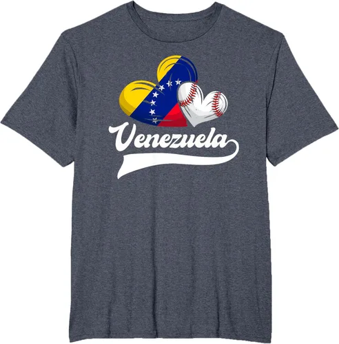 Vista 96 de Camiseta de béisbol venezolana con diseño de corazón y bandera de Venezuela, Negro