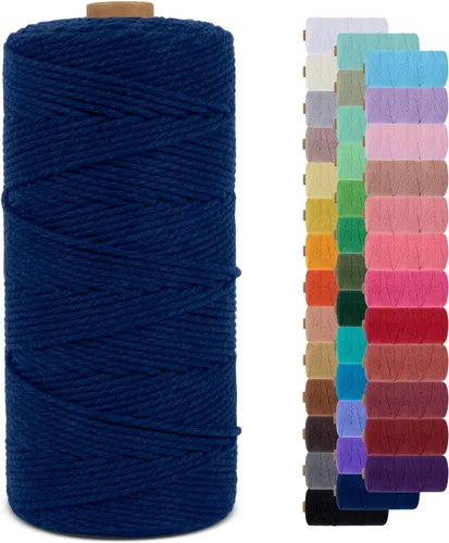 Vista 74 de Cordón de macramé de 0.079 pulgadas, cuerda de algodón natural de 109 yardas, hilo de cuerda de macramé para manualidades, ganchos de pared