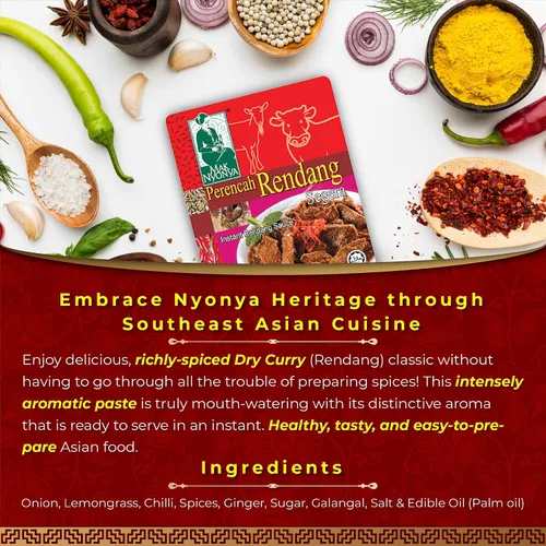 Vista 4 de Mak Nyonya Salsa instantánea de rendang para carne de res/pollo X4 pasta de curry seco auténtica rendang salsa de curry instantáneo para carne