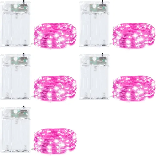 Vista 10 de Luces de cadena para exteriores de 33 pies con 100 LED, paquete de 2 luces de hadas que funcionan con baterías con control remoto, luces Multicolor