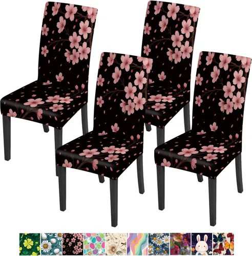 Vista 9 de ANNA QUEEN Juego de 6 fundas para sillas de comedor y cocina, fundas elásticas lavables para sillas de comedor, decoración elegante del hogar