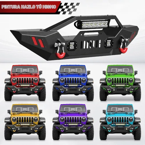 Vista 8 de Parachoques delantero compatible con Jeep Wrangler JK JL y Gladiator JT 2007-2025, parachoques de ancho completo todoterreno con placa