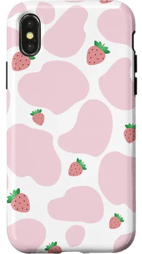 Vista 5 de Baby Pink Cow Print Pattern Cute Strawberry Cow Animal Gift Case for iPhone 17