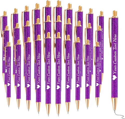 Vista 61 de Bolígrafos con purpurina personalizados con nombre, bolígrafos bonitos y bonitos personalizados, bolígrafos retráctiles de tinta negra, suministros