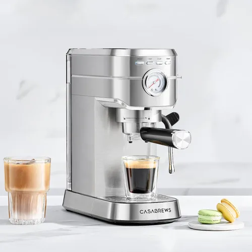 Vista 8 de Máquina de expreso de 20 bares, cafetera de café espresso profesional con varita espumadora de leche, máquina de café espresso compacta con aspecto
