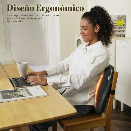Vista 4 de CuPiLo Masajeador de espalda Shiatsu inalámbrico con calor para aliviar el Negro