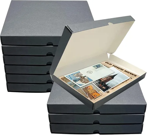 Vista 35 de Lineco Caja de almacenamiento de folio de archivo. Caja de almacenamiento con borde de metal, tapa de concha. 9.5 x 12.5 x 1.75 pulgadas.