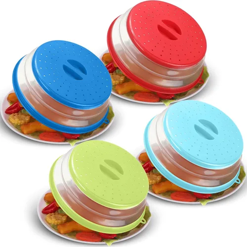 Vista 8 de Hoolerry Paquete de 4 cubiertas de silicona para salpicaduras de microondas para alimentos, juego de utensilios de cocina, cubierta para microondas