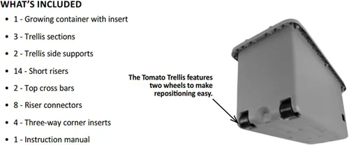 Vista 5 de Hydrofarm GCTR 10 Gal Sistema de Cultivo de Jardín de Tomate con Torre de Enrejado de 4 Pies con Ruedas para Enredaderas, Flores y Jardines