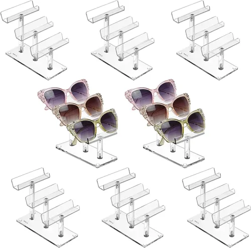 Vista 13 de MOOCA 3 Tier Premium Acrylic Eyewear Display Stand, Sunglasses Rack Holder, Sunglasses Stand, Eyewear Organizer for Eyeglasses, 5 in H 3-tier