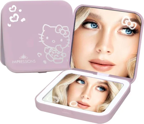Vista 7 de Impressions Vanity Hello Kitty Espejo Compacto Superlindo con Interruptor de Sensor Táctil para Brillo Ajustable, Espejo de Maquillaje Iluminado