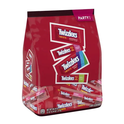 Vista 3 de TWIZZLERS Surtido estilo de regaliz saborizado, paquete de fiesta a granel de caramelo, 46.34 oz