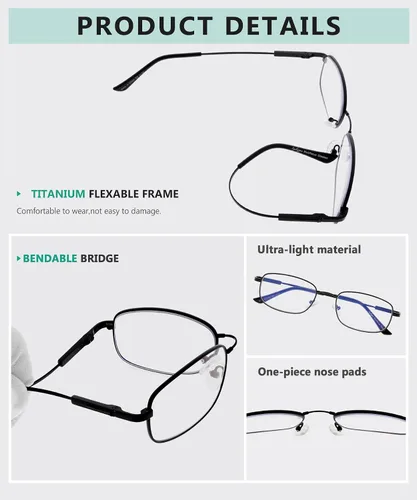Vista 3 de Eyekepper Lentes de lectura progresivos con protección UV, 3 niveles, multienfoque, para hombres y mujeres, marco de memoria flexible (negro, +1.00)