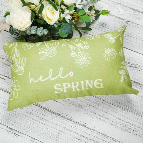 Vista 4 de ONWAY Juego de 2 fundas de almohada de primavera de 12 x 20 pulgadas, decoración floral de Hello Spring, para exteriores, patio, funda de cojín