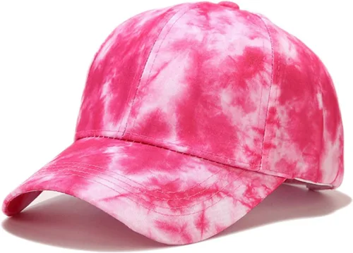Vista 2 de BEARUN Gorra de béisbol de algodón con teñido anudado de perfil bajo, gorra de béisbol de hiphop, sombrero de papá Negro Blanco