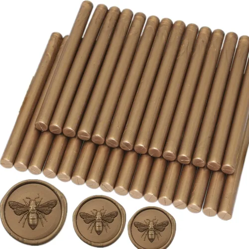 Vista 2 de 30 barras de sellado de cera de bronce, 30 varillas de sellado de cera para sello de cera, mini pistola de cera para sellar palos de sellado, apto