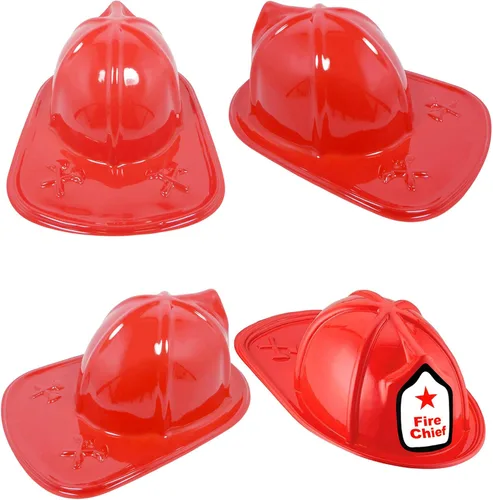 Vista 6 de AnapoliZ Kids Firefighter Hats 12 Pack Plastic Fire Chief Costume