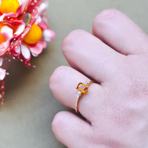 Vista 2 de YoTreasure Healing Crystal Citrine Ethiopian Opal Green Onyx London Blue Topaz Rhodolite Garnet Moonstone Tanzanite 10K YellowRose Gold Engagement