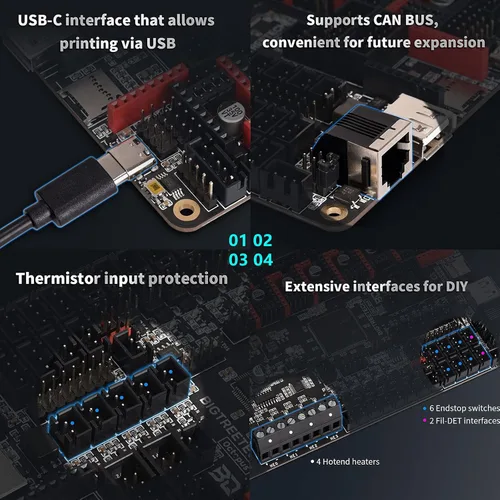 Vista 5 de BIGTREETECH Octopus V1.1 - Placa de control de 32 bits compatible con TMC2209, controlador de pasos TMC2208, soporte para firmware Klipper DIY