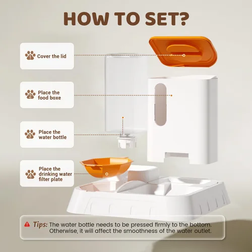 Vista 4 de Alimentador automático y dispensador de agua en set Pet Orange