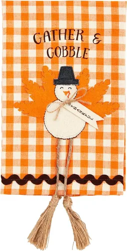 Vista 3 de Mud Pie Toalla de Acción de Gracias, Gather, 21 x 14 pulgadas (paquete de 2)
