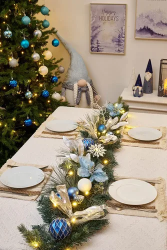 Vista 4 de Valery Madelyn Guirnalda de Navidad preiluminada de 1.8 m con luces para repisa de chimenea, guirnalda de Navidad iluminada para exteriores