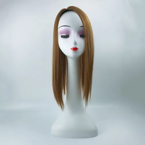 Vista 3 de YYDS, Mezcla natural Snythetic, para mujer, pérdida de cabello, parte derecha, de seda, con clip (rubio oscuro #27)