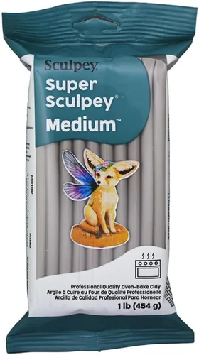Vista 4 de Super Sculpey Medium Blend Oven-Bake Clay, Gray, 1 lb./Pack Professional Quality Oven-Bake Polymer Clay, Great for Advanced Sculptors