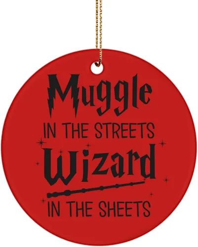 Vista 2 de Muggle in The Streets Wizard in The Sheets - Adorno para fanáticos de los fanáticos del divertido hechicero Nerd Geek de cerámica redonda de 3
