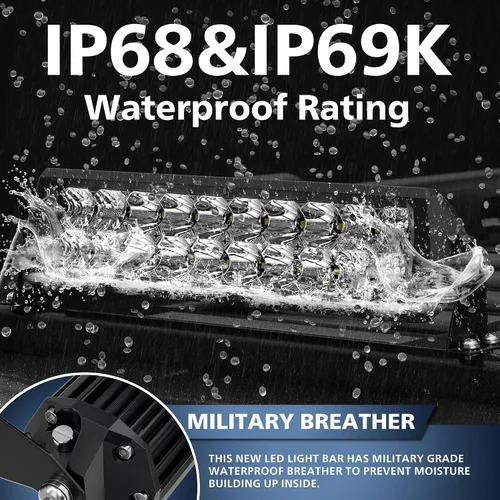 Vista 2 de Barra de luces LED de 6 pulgadas IP68 Waterproof, 60W, Flood and Spot Combo Beam, LED Driving Light Work Light Fog Lamp for Truck Cars ATV UTV Boat