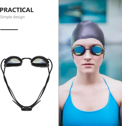 Vista 8 de GLEAVI Adult Swim Goggles Anti-fog Swimming Glasses with Nose Cover, Black Professional Pool Goggles for Men and Women Water Sports