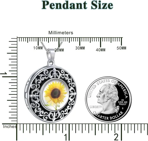 Vista 6 de Fanery Sue Customized Women Locket Necklace that Holds 2 Pictures, Custom Photo Lockets Personalized Memory Necklace with Picture Inside Engraved