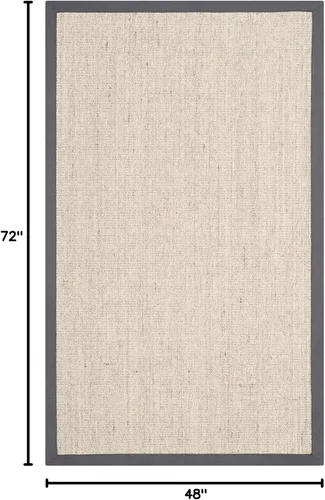 Vista 121 de Alfombra de sisal Safavieh, de color maíz y negro, tejida a mano, de la colección de fibras naturales; 5 x 8 pulgadas, NF441A, Tela, Gris / Gris