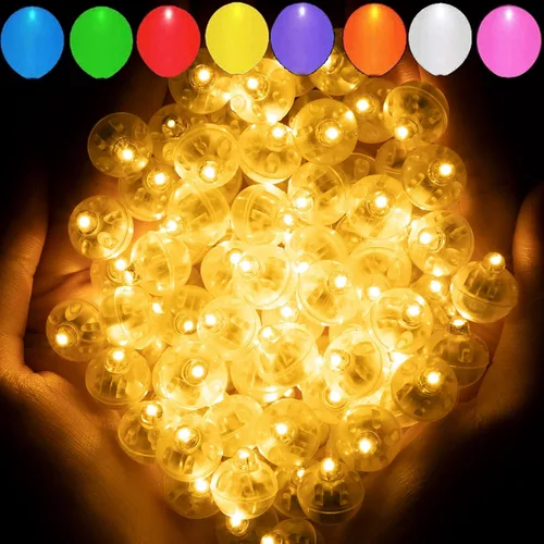 Vista 21 de Aogist - 50 mini luces de 10 colores, luz LED impermeable de largo tiempo de espera, funciona con pilas, lámpara de bola para globo, farol de papel