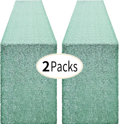 Vista 57 de Pufogu - Camino de mesa de lentejuelas brillantes de 12 x 72 pulgadas para fiestas de cumpleaños, decoración de bodas, despedidas de soltera