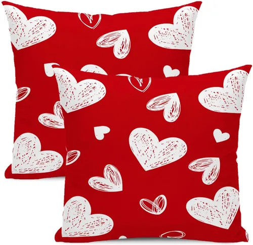 Vista 29 de Fundas de almohada para el Día de San Valentín de 16x16 pulgadas, juego de 2, rosas, corazones de amor, fundas para almohadas de San Valentín