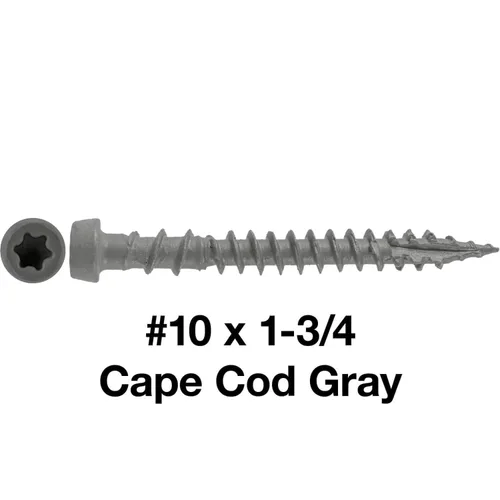 Vista 2 de Jake Sales #10 x 1-3/4" Cape COD Gris - Tornillo para madera de composite para terrazas con recubrimiento exterior, cabeza Torx/Star Drive