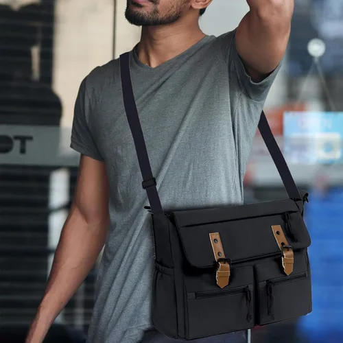 Vista 2 de Travel Messenger Bag for Women Men Durable Canvas Crossbody Handbag with Adjustable Strap Lightweight Laptop Purse