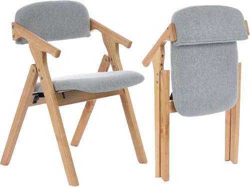 Vista 8 de Sillas plegables con asientos acolchados, silla de comedor apilable de madera, sillas de comedor plegables fáciles de almacenar para cocina, sala