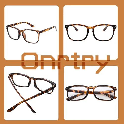 Vista 44 de Onrtry Gafas sin receta para hombres y mujeres, lentes transparentes cuadradas