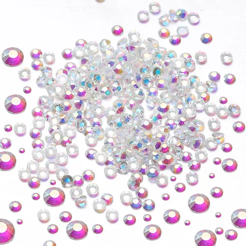 Vista 6 de Dowarm 2650 unidades de pegamento de diamantes de imitación de cristal con parte trasera plana, 6 tamaños de 0.059 in, 0.079 in, 0.110 in, 0.189 in