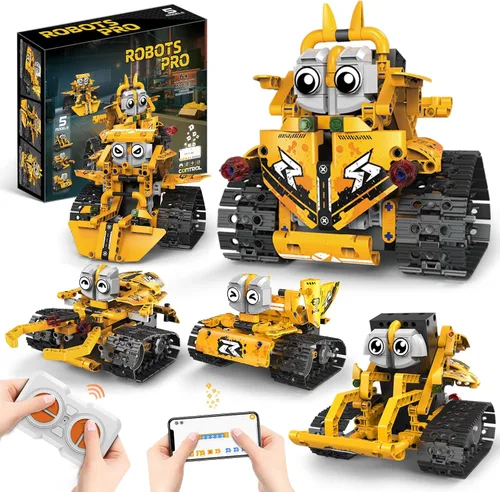 Vista 9 de Kit de construcción de robot con control remoto, regalos STEM para niños de 8 a 12 años, kit de robot científico, robótica, juguete técnico para Gris