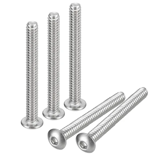 Vista 22 de uxcell #2-56x1 Tornillos con cabeza de botón y muesca hexagonal, 50 unidades de pernos hexagonales de acero inoxidable 304, tornillos allen de rosca